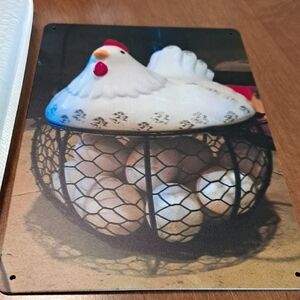 Decorative Chicken Egg Basket Tin Sign/ BUNDLE ONLY
